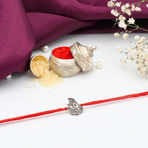 Rakhi Giftbox | Raksha Bandhan Giftbox with A Luxurious Rakhi, Choco, Pooja Thali, Roli Chawal and a Prewritten Greeting Card | Rakhi Gift Set in Kuwait