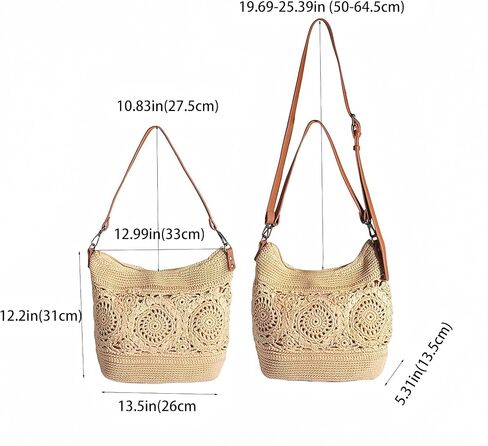 Eiyye Boho Crochet Crossbody Bag Women Handmade Hobo Purse Lace Large Tote Bag for Summer, Beach, Travel and Daily Use in Saudi Arabia