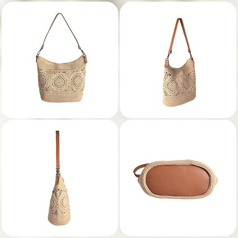 Eiyye Boho Crochet Crossbody Bag Women Handmade Hobo Purse Lace Large Tote Bag for Summer, Beach, Travel and Daily Use in Saudi Arabia