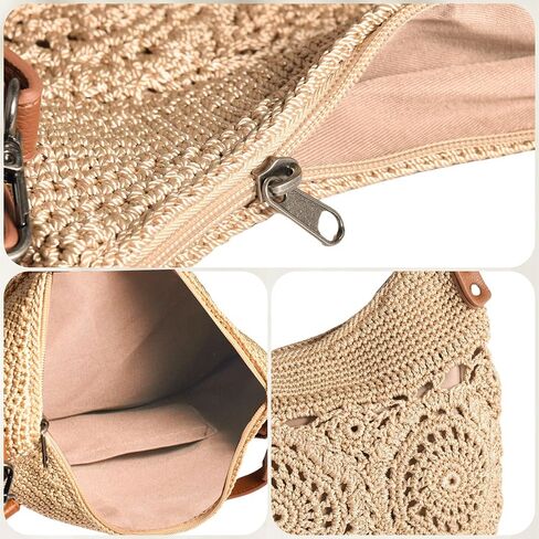 Eiyye Boho Crochet Crossbody Bag Women Handmade Hobo Purse Lace Large Tote Bag for Summer, Beach, Travel and Daily Use in Saudi Arabia