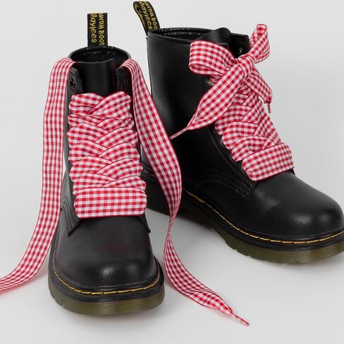 2 Pairs Fancy Ribbon Shoe Laces for Sneakers 1" Wide Flat Checkered Shoelaces for Boots in Kuwait