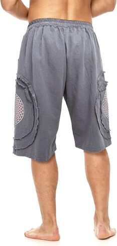 CosInStyle Men's Wide Leg Cotton Capri Shorts Pants with Elastic Waist, Drawstring, and Pockets for Yoga Summer Beach Outdoor in Kuwait