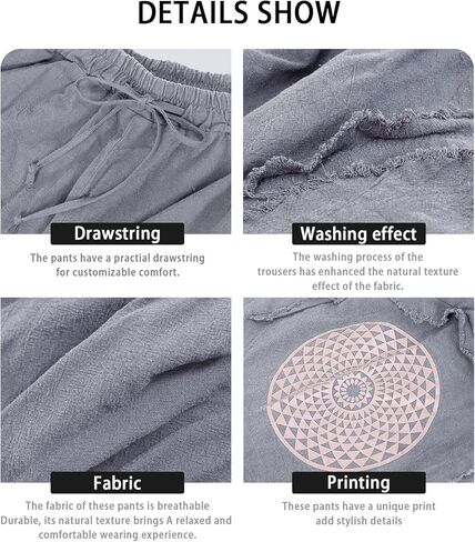 CosInStyle Men's Wide Leg Cotton Capri Shorts Pants with Elastic Waist, Drawstring, and Pockets for Yoga Summer Beach Outdoor in Kuwait