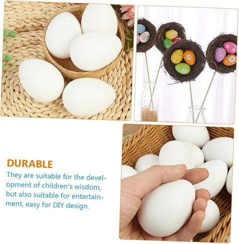 SAFIGLE 60 Pcs White Plastic Easter Eggs, Realistic Imitation Eggs for Diy Crafts and Decor, Perfect for Kids Easter Activities White Eggs Fake Eggs in Kuwait