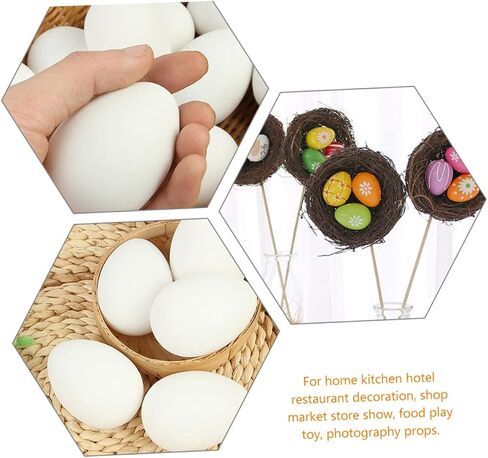 SAFIGLE 60 Pcs White Plastic Easter Eggs, Realistic Imitation Eggs for Diy Crafts and Decor, Perfect for Kids Easter Activities White Eggs Fake Eggs in Kuwait