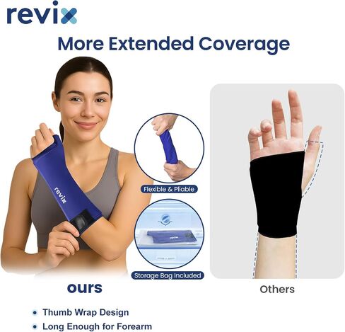 Wrap Wrst Wrist Ice Pack - غلاف حزمة ثلج يدوي مع تغطية ممتدة ، وأكمام علاج باردة قابلة لإعادة الاستخدام لليد ، والإبهام والساعد ، وتصميم مريح للاستخدام اليومي والشفاء النشط ، والبحرية in Saudi Arabia