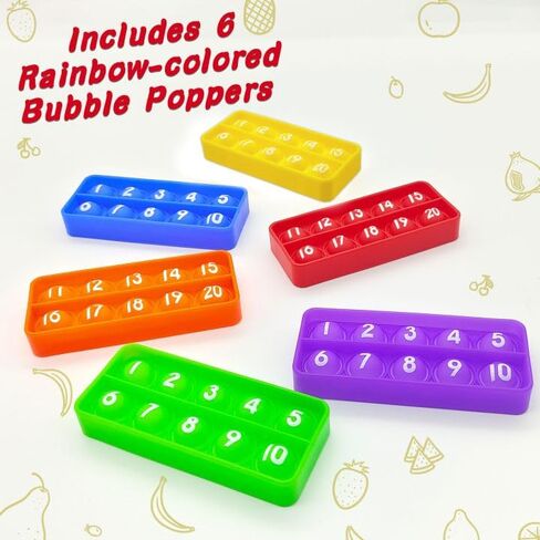 10 100 Frame Pop Board, Fidgets for Classroom, Quiet Sensory Toys Bubble Poppers, Pop for Counting Math, Focus Tools for Kids, Montessori Educational Toy Gift for Kindergarten (Set of 6) in Saudi Arabia