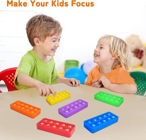 10 100 Frame Pop Board, Fidgets for Classroom, Quiet Sensory Toys Bubble Poppers, Pop for Counting Math, Focus Tools for Kids, Montessori Educational Toy Gift for Kindergarten (Set of 6) in Saudi Arabia