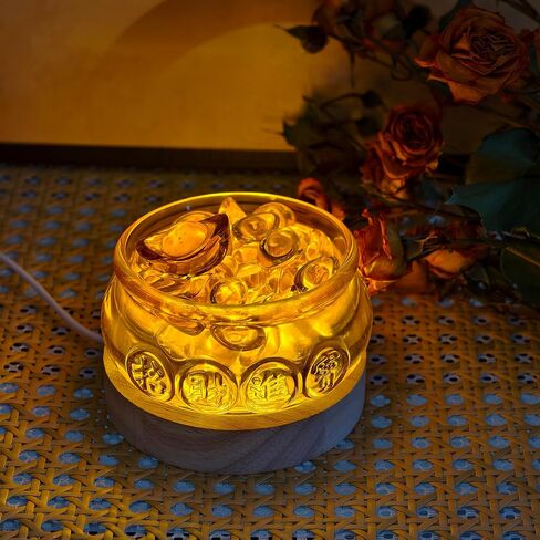 Chinese Feng Shui Decor Crystal Glass Bowl Golden Treasure Basin with Ingot/Yuan Bao Prosperity Money Decor Money Bowl Luck Figurine for New Year & Housewarming Home Office in Kuwait