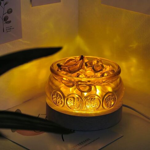 Chinese Feng Shui Decor Crystal Glass Bowl Golden Treasure Basin with Ingot/Yuan Bao Prosperity Money Decor Money Bowl Luck Figurine for New Year & Housewarming Home Office in Kuwait