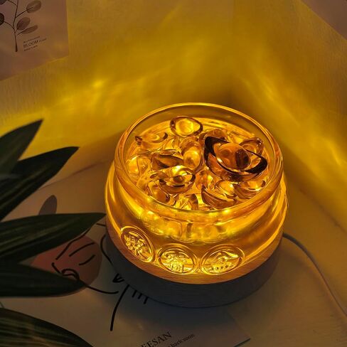Chinese Feng Shui Decor Crystal Glass Bowl Golden Treasure Basin with Ingot/Yuan Bao Prosperity Money Decor Money Bowl Luck Figurine for New Year & Housewarming Home Office in Kuwait