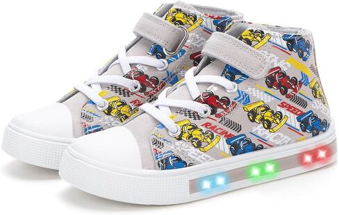 Boys Girls Light up Sneakers Kids High Top Flashing Canvas Shoes Toddler Casual Easy Fasten Walking Sneaker in Saudi Arabia
