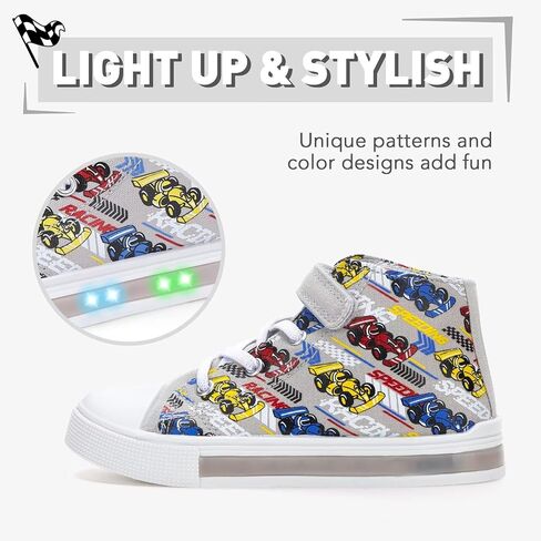 Boys Girls Light up Sneakers Kids High Top Flashing Canvas Shoes Toddler Casual Easy Fasten Walking Sneaker in Saudi Arabia