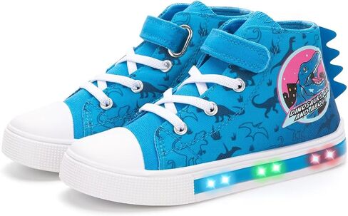 Boys Girls Light up Sneakers Kids High Top Flashing Canvas Shoes Toddler Casual Easy Fasten Walking Sneaker in Saudi Arabia