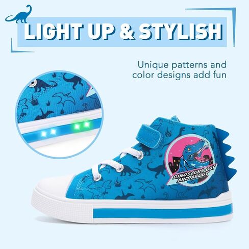 Boys Girls Light up Sneakers Kids High Top Flashing Canvas Shoes Toddler Casual Easy Fasten Walking Sneaker in Saudi Arabia