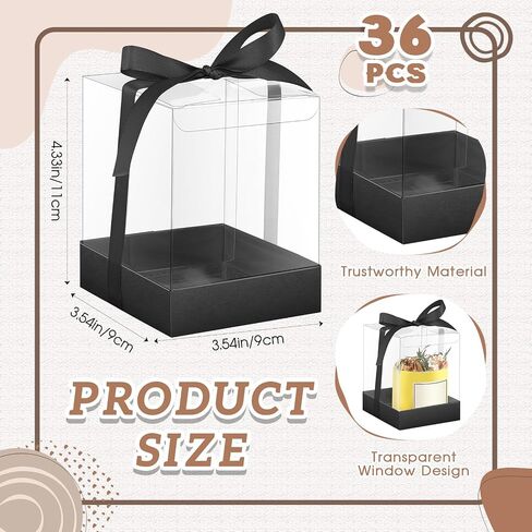 Cunno 36 Set 3.5 x 3.5 x 4.3 in Transparent Candle Gift Box 4-18 oz Tealight Candle Packaging Box Holders Bulk Paper Bottom Clear Cover with Ribbon Gift Box for Guests Wedding Bridal Favors Birthday in Saudi Arabia
