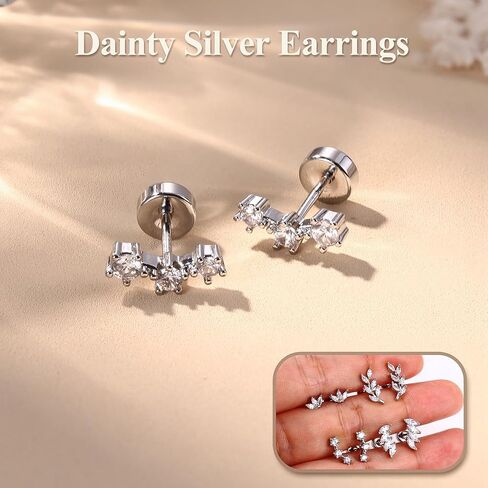 Flat Back Earrings for Women Sterling Silver Post Stud Earrings Cartilage Tragus Helix Piercing Jewelry Earring for Multiple Piercing Dainty 18K Gold Plated Flatback Stud Earrings in Saudi Arabia