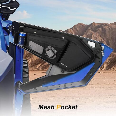 أكياس الباب الأمامية 2 Mosiso 2 متوافقة مع Polaris RZR Pro XP/R/Turbo R 2020-2024 UTV ، أكياس الباب منظم تخزين جانبي UTV مع حامل كوب وركبة ، أسود in Kuwait