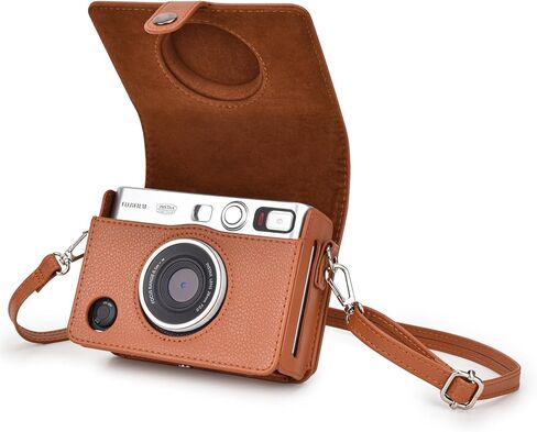Rieibi Mini EVO Case - Vintage PU Leather Protective Bag for Fuji Instax Mini EVO Instant Camera - Removable Case with Adjustable Shoulder Strap Battery Charging Port - Black in Saudi Arabia