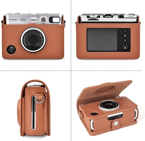 Rieibi Mini EVO Case - Vintage PU Leather Protective Bag for Fuji Instax Mini EVO Instant Camera - Removable Case with Adjustable Shoulder Strap Battery Charging Port - Black in Saudi Arabia