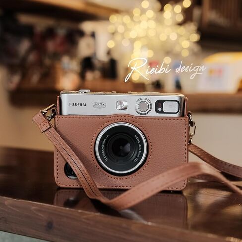 Rieibi Mini EVO Case - Vintage PU Leather Protective Bag for Fuji Instax Mini EVO Instant Camera - Removable Case with Adjustable Shoulder Strap Battery Charging Port - Black in Saudi Arabia