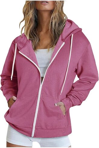 Zip Up Hoodie Women Oversized Long Sleeve Sweatshirts Trendy Casual Y2K Hoodies Jackets with Pocket Fall Fashion 2025 in Saudi Arabia