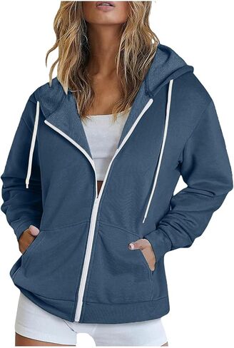 Zip Up Hoodie Women Oversized Long Sleeve Sweatshirts Trendy Casual Y2K Hoodies Jackets with Pocket Fall Fashion 2025 in Saudi Arabia