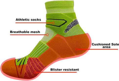 Running Socks 3 Pairs Cushioned Anti-Blister Athletic Basketball Hicking Socks in Saudi Arabia