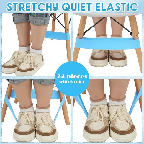 24 Pcs Chair Bands for Kids with Fidgety Feet Fidget Bands for Classroom Chairs Colorful ADHD Tools Rubber Band Non Slip Stretchy Resistance Chair Leg Strap for Kids Chairs Students ADHD Sensory in Saudi Arabia