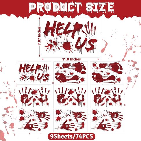 9 Sheets Halloween Decorations Window Clings, Scary Pumpkin Ghost Bats Spiders Stickers Decals, Double Sided Printed Halloween Decals Decor for Home Office Door Glasses Party Favors Supplies in Saudi Arabia