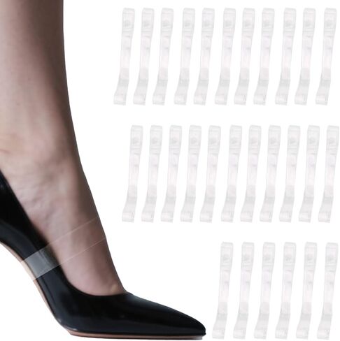 10 Pairs Skin-Friendly Silicone High Heel Shoe Straps – Transparent Elastic Ankle Anti-Loose Straps for Women's High Heels, Invisible Shoe Laces Belts to Prevent Slipping in Saudi Arabia