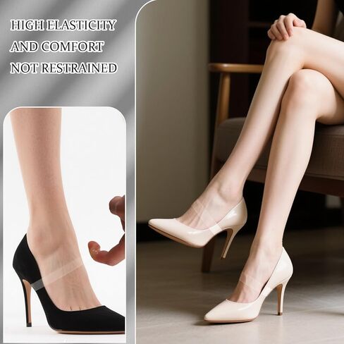 10 Pairs Skin-Friendly Silicone High Heel Shoe Straps – Transparent Elastic Ankle Anti-Loose Straps for Women's High Heels, Invisible Shoe Laces Belts to Prevent Slipping in Saudi Arabia