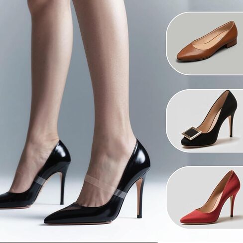 10 Pairs Skin-Friendly Silicone High Heel Shoe Straps – Transparent Elastic Ankle Anti-Loose Straps for Women's High Heels, Invisible Shoe Laces Belts to Prevent Slipping in Saudi Arabia