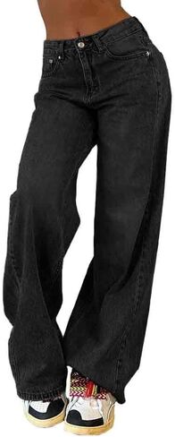EMMIOL Wide Leg Jeans for Women, Mid Rise Baggy Jeans Plus Size Boyfriends Denim Pants, Y2K Vintage Style in Saudi Arabia