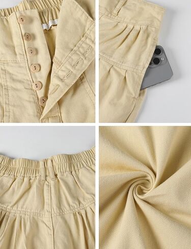 Lentta Women's Wide Leg Jeans Mid Rise Trousers Elastic Waist Button Pleated Demin Pants with Pockets in Kuwait