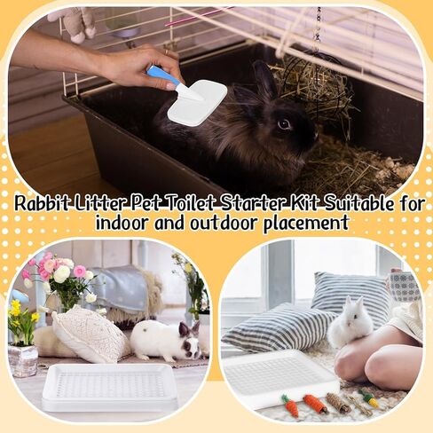 19 Pcs Rabbit Starter Kit Small Rabbit Litter Box Animal Grooming Kit Bunny Toys Bowl Blankets with Cleaning Set for Guinea Pig Bunny Accessories in Saudi Arabia