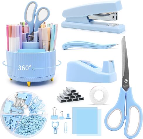 ملحقات مكتب الأرجواني ، مجموعة حامل القلم الدوارة Upiho ، لوازم مكتبية أرجوانية مع دباسة الأرجواني ومجموعة موزع الأشرطة ، هدايا لكاتب المكاتب ، الطالب in Kuwait