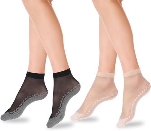 Sheer Socks, 12 Pairs Nylon Socks for Women Sheer Ankle Sock Women Ankle Stockings Silk Sock w/Reinforced Bottom and Toe in Saudi Arabia