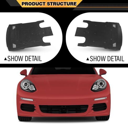 Engine Radiator Splash Shield Cover Under Compatible with Porsche Panamera 2010-2016 97050411702, 97050411700, 97050411705, 970-504-117-00, 970-504-117-02, 970-504-117-05 Black in Saudi Arabia