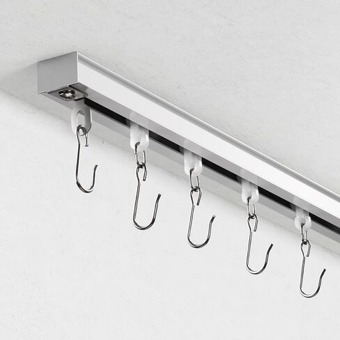 Ceiling Curtain Track, Curtain Track for Curtains, Drapes, and Room Dividers, Ceiling Mounted Rail Set with Roller Hooks, White, 6ft - 9ft in Kuwait