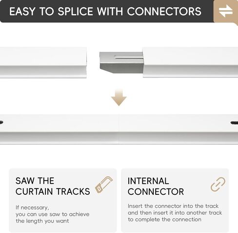 Ceiling Curtain Track, Curtain Track for Curtains, Drapes, and Room Dividers, Ceiling Mounted Rail Set with Roller Hooks, White, 6ft - 9ft in Kuwait