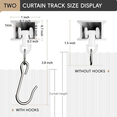 Ceiling Curtain Track, Curtain Track for Curtains, Drapes, and Room Dividers, Ceiling Mounted Rail Set with Roller Hooks, White, 6ft - 9ft in Kuwait