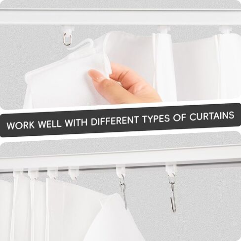 Ceiling Curtain Track, Curtain Track for Curtains, Drapes, and Room Dividers, Ceiling Mounted Rail Set with Roller Hooks, White, 6ft - 9ft in Kuwait