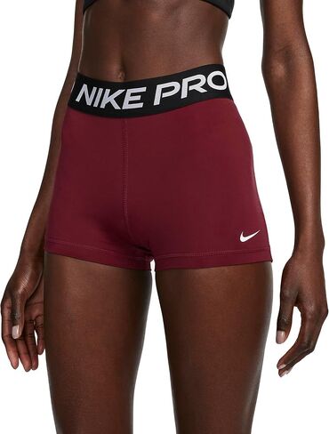 Nike Pro Women's 3" Shorts (Large, Dark Beetroot/Black/White) in Saudi Arabia