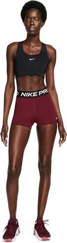 Nike Pro Women's 3" Shorts (Large, Dark Beetroot/Black/White) in Saudi Arabia