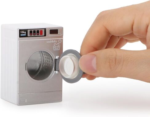 Dollhouse Miniature Washing Machine 1:12 Furniture Appliance Model Laundry Machine Mini House Washer Decoration Accessories Openable Lid Washer Dryer (Plastic) in Kuwait
