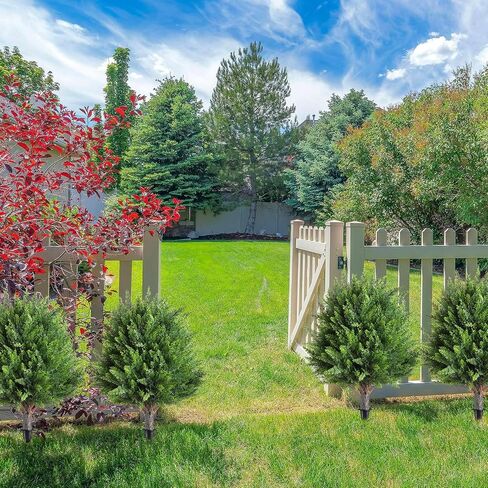 2 Pcs Artificial Cedar Topiary Bush 25" Tree UV Resistant with Spike Easy to Push in The Ground Artificial Cedar Topiary Tree Shrubs Fake Plants for Indoor Outdoor Home Garden in Saudi Arabia
