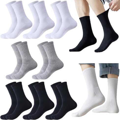 8 Pairs Crew Athletic Socks for Men Moisture Wicking Cushion Crew Socks for Sport Running Traveling in Kuwait