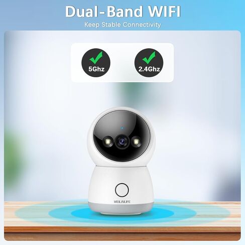 WEILAILIFE 【ثنائي النطاق وصوت ثنائي الاتجاه】 كاميرا أمان لاسلكية منزلية 2K، كاميرات أمان ذكية بزاوية 360 درجة/إمالة للحيوانات الأليفة/الطفل مع موجه WiFi 2.4/5 جيجا هرتز، اكتشاف الإنسان، SD&Cloud in Kuwait