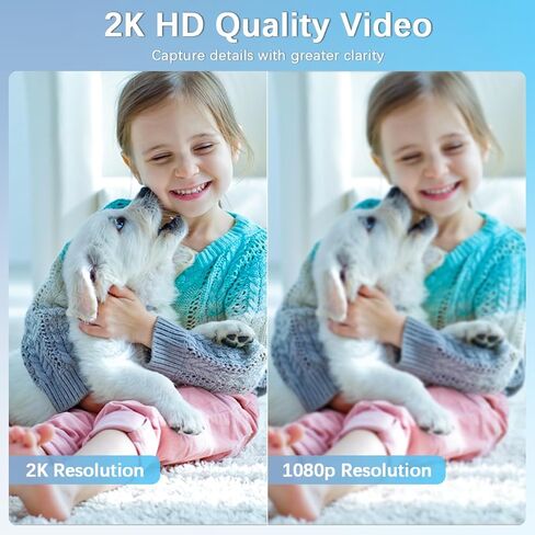 WEILAILIFE 【ثنائي النطاق وصوت ثنائي الاتجاه】 كاميرا أمان لاسلكية منزلية 2K، كاميرات أمان ذكية بزاوية 360 درجة/إمالة للحيوانات الأليفة/الطفل مع موجه WiFi 2.4/5 جيجا هرتز، اكتشاف الإنسان، SD&Cloud in Kuwait